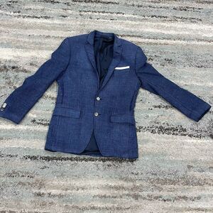 Hugo Boss Blazer Men’s 38R Blue Silk Linen Wool Vitale Barberis Canonico - READ